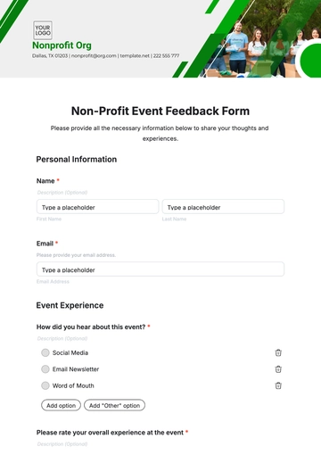 Free Non-Profit Event Feedback Form Template to Edit Online