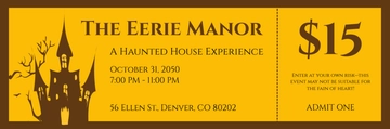 Free Halloween Haunted House Ticket Template to Edit Online