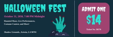 Free Creepy Halloween Ticket Template to Edit Online