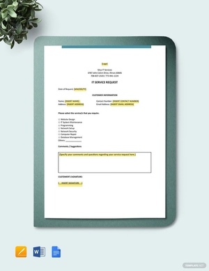 IT Service Request Form Template IT Service Request Form Template