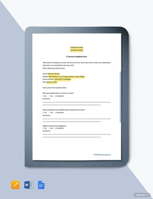 IT Service Feedback Form Template