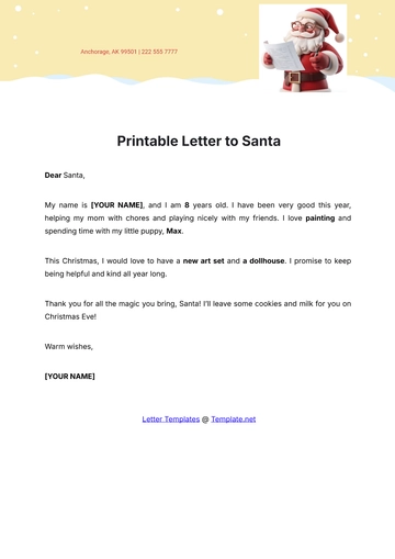 Free Printable Letter to Santa Template to Edit Online