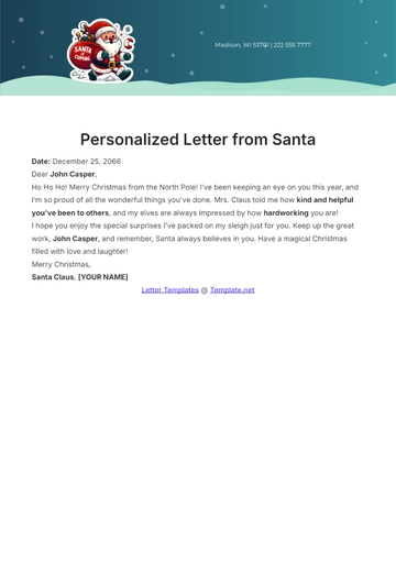 Free Personalized Letter from Santa Template to Edit Online