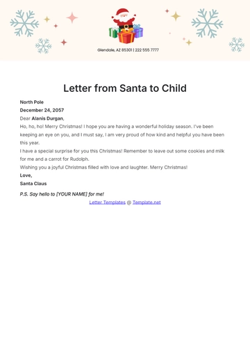 Free Letter from Santa to Child Template to Edit Online