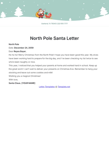 Free North Pole Santa Letter Template to Edit Online