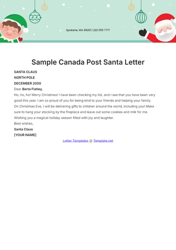 Free Sample Canada Post Santa Letter Template to Edit Online