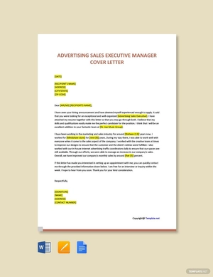 Advertising Sales Executive Manager Cover Letter