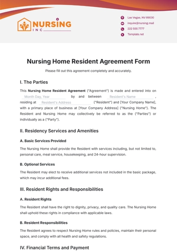 Free Nursing Home Resident Agreement Form Template to Edit Online