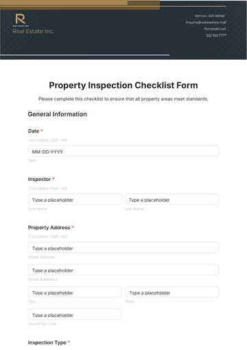 Free Property Inspection Checklist Form Template to Edit Online