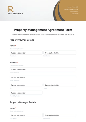 Free Property Management Agreement Form Template to Edit Online