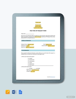Paid Time off Request Form Template