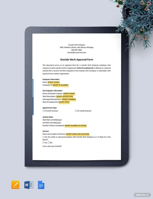 Outside Work Approval Form Template Outside Work Approval Form Template