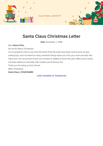 Free Santa Claus Christmas Letter Template to Edit Online