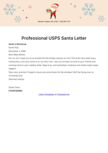 Free Professional USPS Santa Letter Template to Edit Online