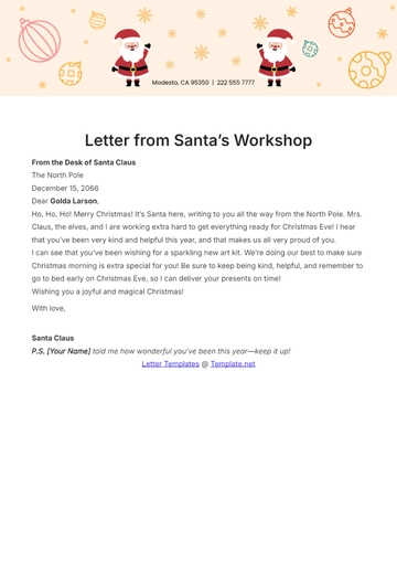 Free Letter from Santa???s Workshop Template to Edit Online