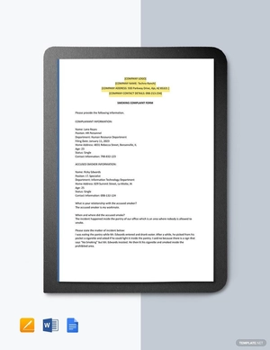 Smoking Complaint Form Template Smoking Complaint Form Template