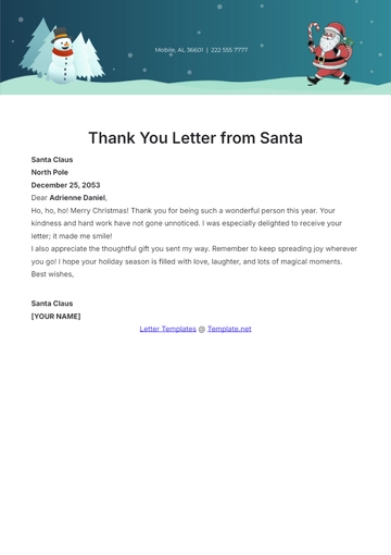Free Thank You Letter from Santa Template to Edit Online