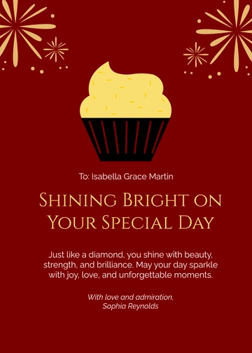Free Elegant Diamond Birthday Card Template to Edit Online