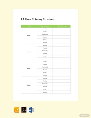 24 Hour Rotating Schedule Template