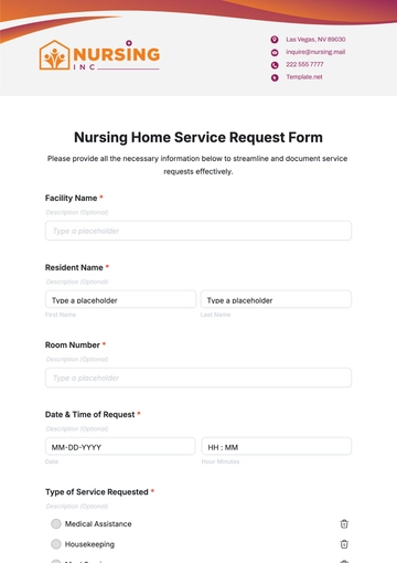 Free Nursing Home Service Request Form Template to Edit Online