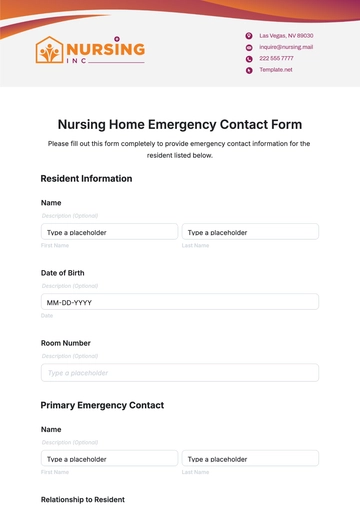Free Nursing Home Emergency Contact Form Template to Edit Online