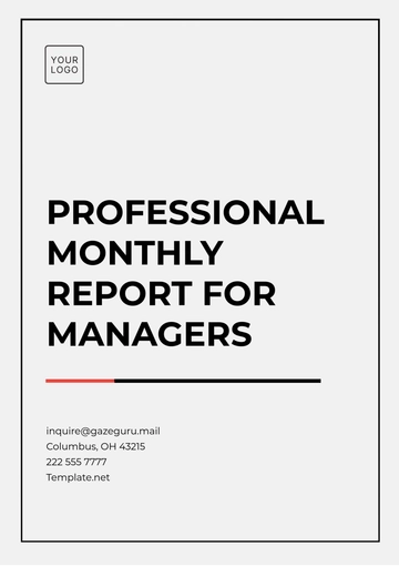 Free Professional Monthly Report Template for Managers to Edit Online