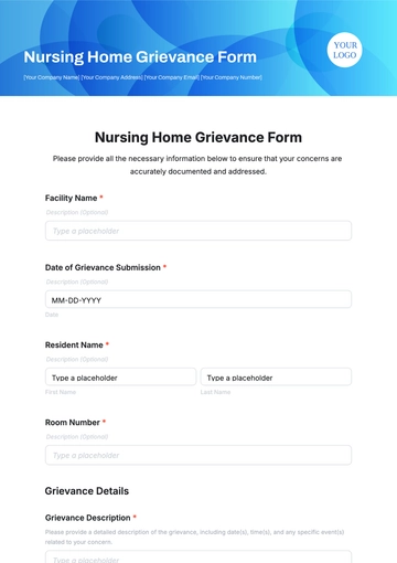 Free Nursing Home Grievance Form Template to Edit Online