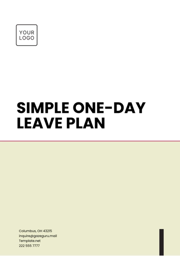 Free Simple One Day Leave Plan Template to Edit Online
