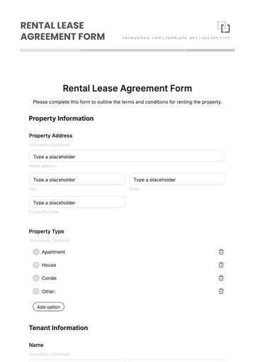 Free Rental Lease Agreement Form Template to Edit Online