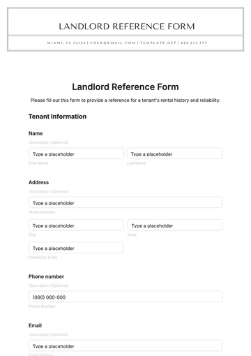 Free Landlord Reference Form Template to Edit Online