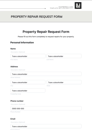 Free Property Repair Request Form Template to Edit Online
