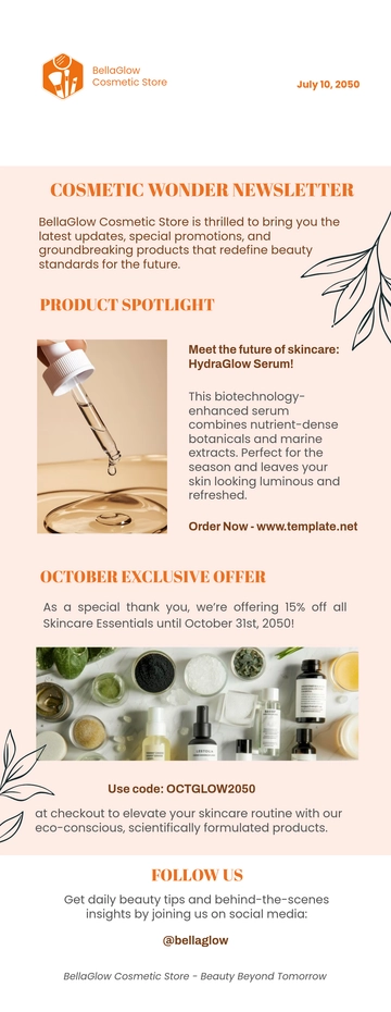 Free Cosmetic Store Email Newsletter Template to Edit Online