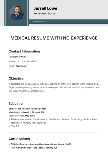 Free Medical Resume with No Experience Template to Edit Online