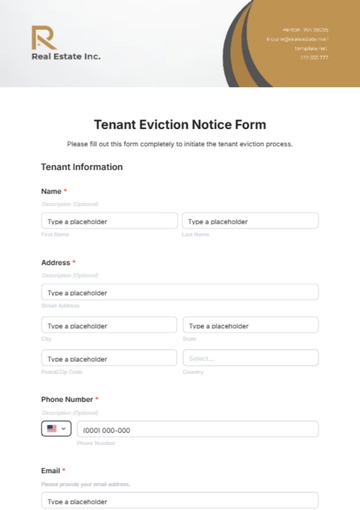 Free Tenant Eviction Notice Form Template to Edit Online