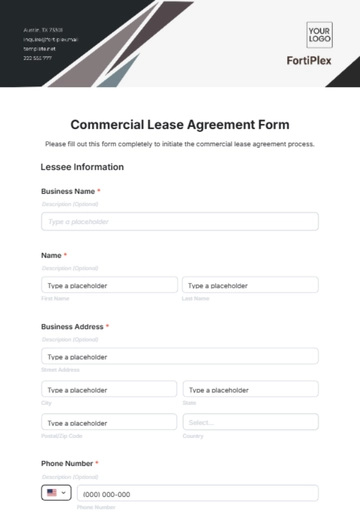 Free Commercial Lease Agreement Form Template to Edit Online