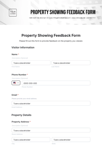 Free Property Showing Feedback Form Template to Edit Online