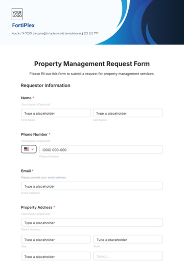 Free Property Management Request Form Template to Edit Online