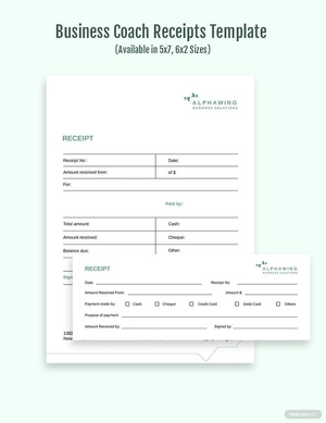 Business Coach Receipt Template