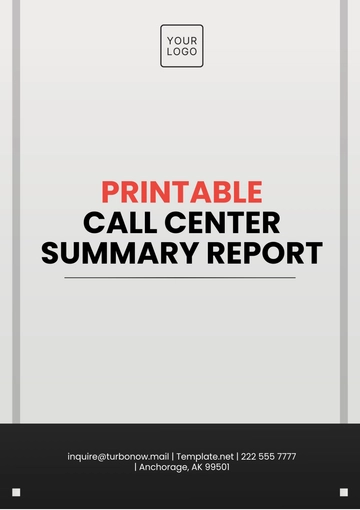 Free Printable Call Center Summary Report Template to Edit Online