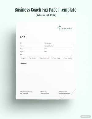 Business Coach Fax Paper Template