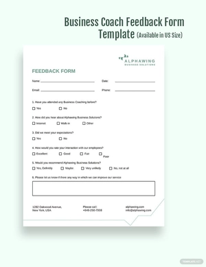 Business Coach Feedback Form Template