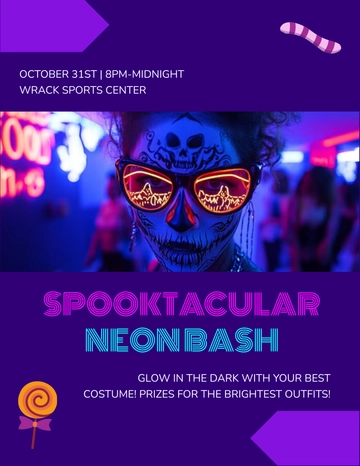 Free Neon Halloween Flyer Template to Edit Online