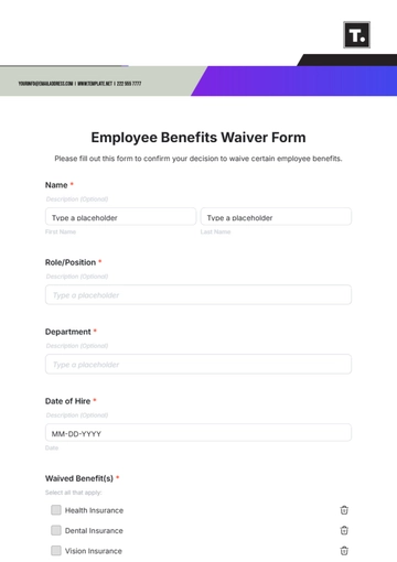 Free Employee Benefits Waiver Form Template to Edit Online