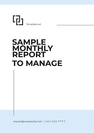 Free Sample Monthly Report to Manage Template to Edit Online