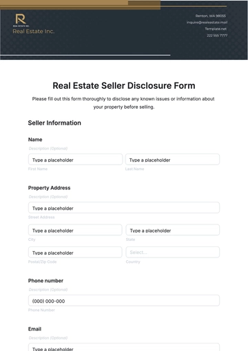 Free Real Estate Seller Disclosure Form Template to Edit Online