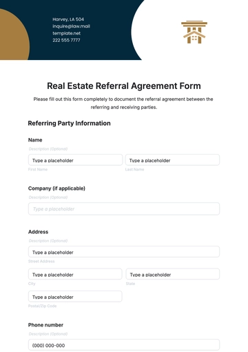 Free Real Estate Referral Agreement Form Template to Edit Online