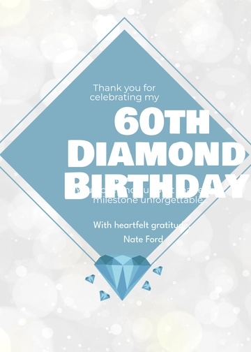 Free Diamond Birthday Thank You Card Template to Edit Online