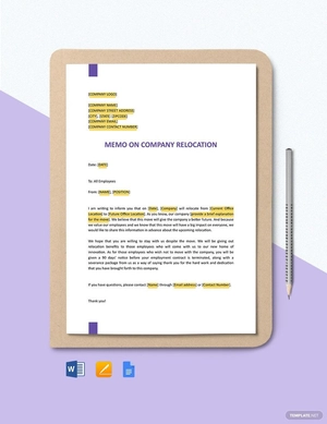 Memo On Company Relocation Template