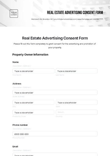 Free Real Estate Advertising Consent Form Template to Edit Online