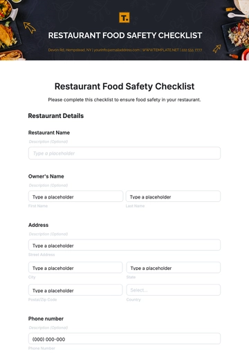 Free Restaurant Food Safety Checklist Template to Edit Online